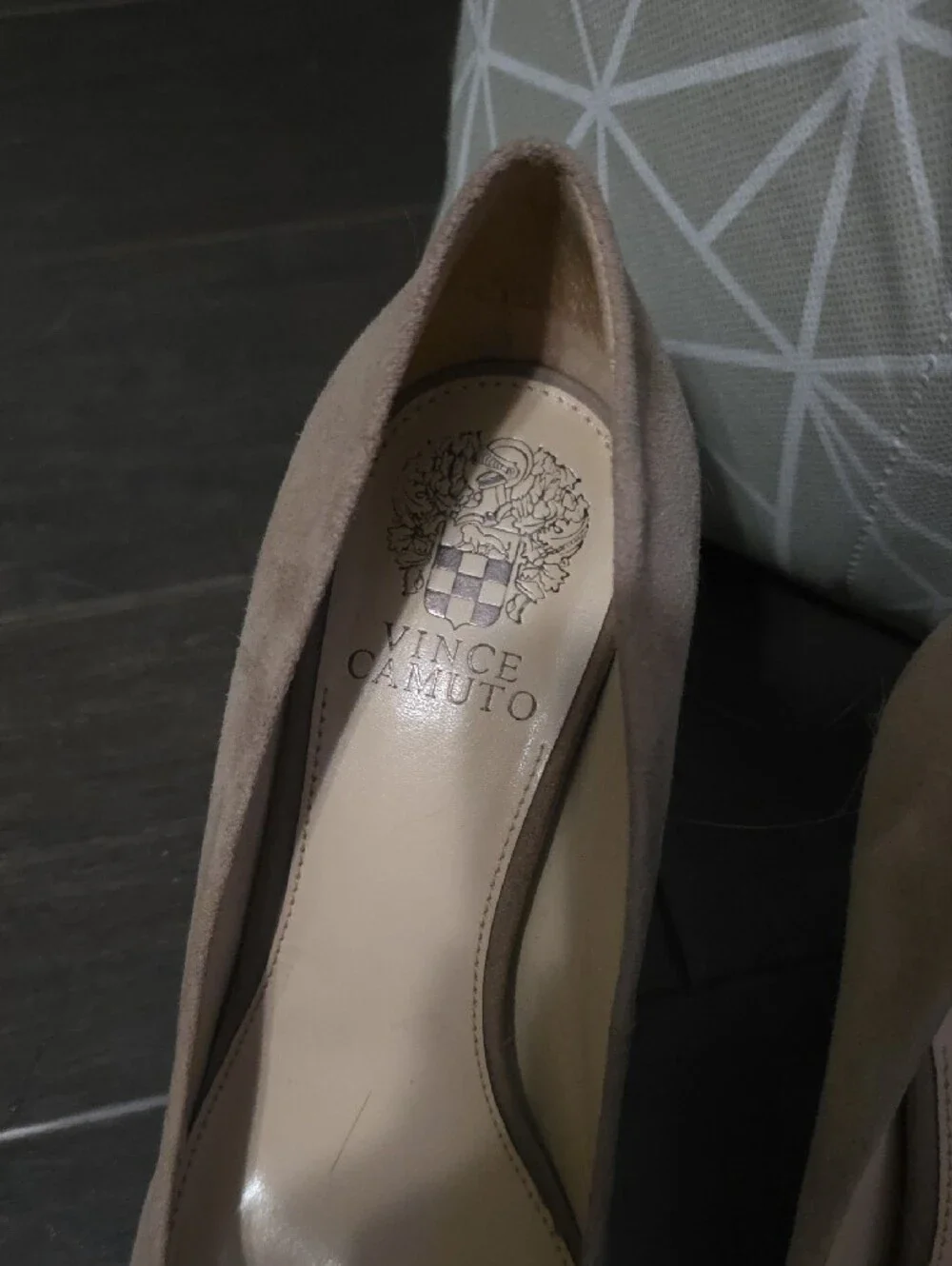 Vince Camuto Taupe Suede Pointed Toe Pumps